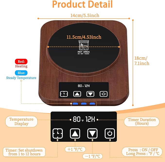 Sourdough Starter Warmer (70-100°F), 1°F Adjustable Sourdough Warming Mat, Waterproof Thermometer
