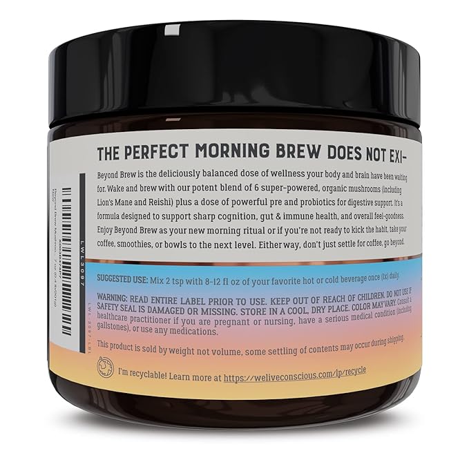 Beyond Brew Mushroom Superfood Coffee | Mushroom Coffee Alternative Low Caffeine | Healthy Coffee
