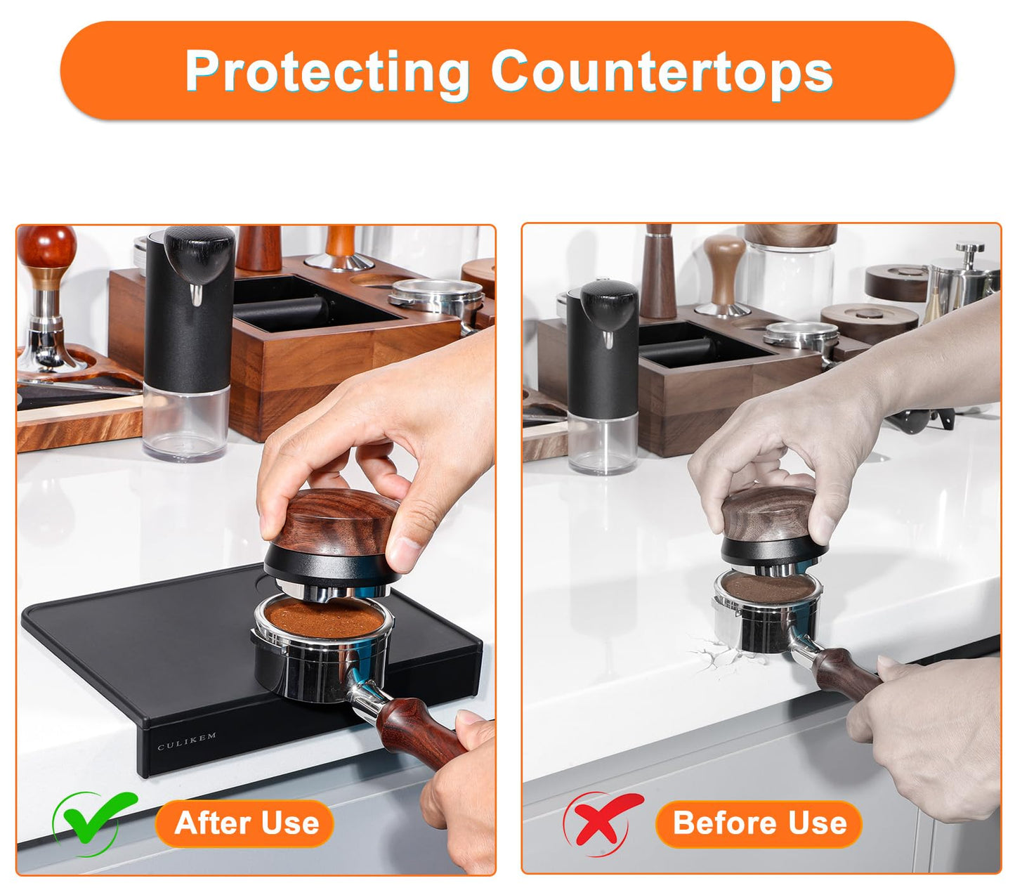 Silicone Espresso Tamper Mat for Square Edge Countertops