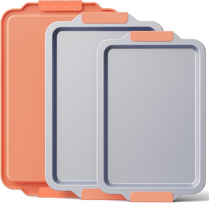 BRONYPRO Non Stick Ceramic Baking Sheet Pan Set of 3, Natural Non Toxic Cookie Sheets for Baking