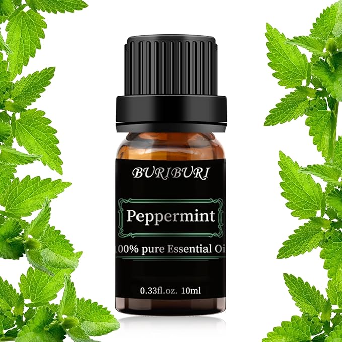BURIBURI Peppermint Essential Oil 100% Pure, Undiluted, Natural, Organic Aromatherapy Mint