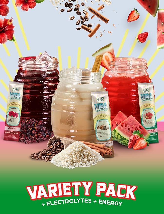 Hydration + Energy Sugar-Free Powder Packets |Electrolyte Agua Fresca Drink Mix, Caffeine &