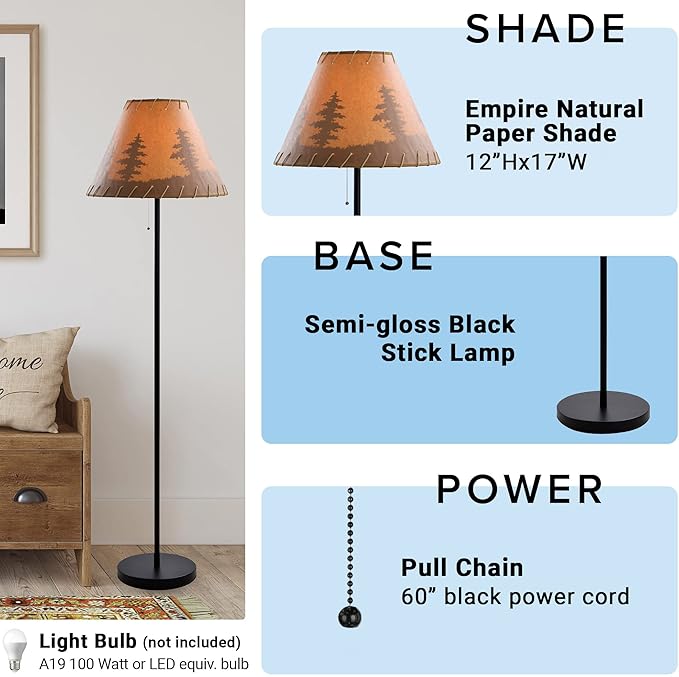 Catalina Lighting 19910-000 Rustic Cabin Lodge Floor Lamp, Standing Lamp, Living Room Light for