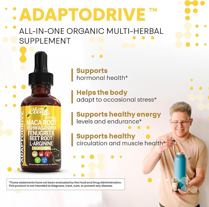 Clean Nutra Organic Maca Root Liquid Drops with Ashwagandha, Fenugreek, Beet Root and L-Arginine