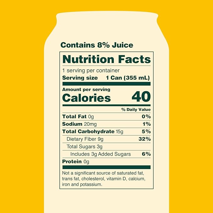 OLIPOP Prebiotic Soda Pop, Ginger Lemon, A New Kind of Soda Packed with Prebiotics, Fiber, and