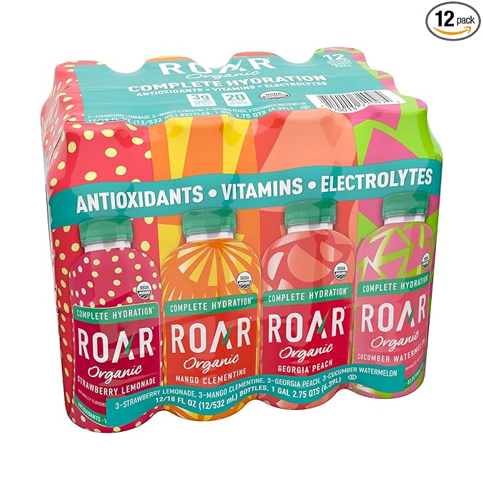 ROAR Complete Hydration Organic Variety Pack - Electrolyte Drinks Loaded with Vitamins C, B5, B12