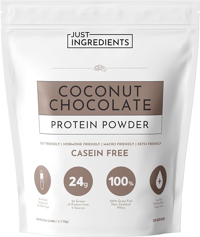 JUST INGREDIENTS Coconut Chocolate Protein Powder ??30-Serving Blend with 100% Grass-Fed Whey &