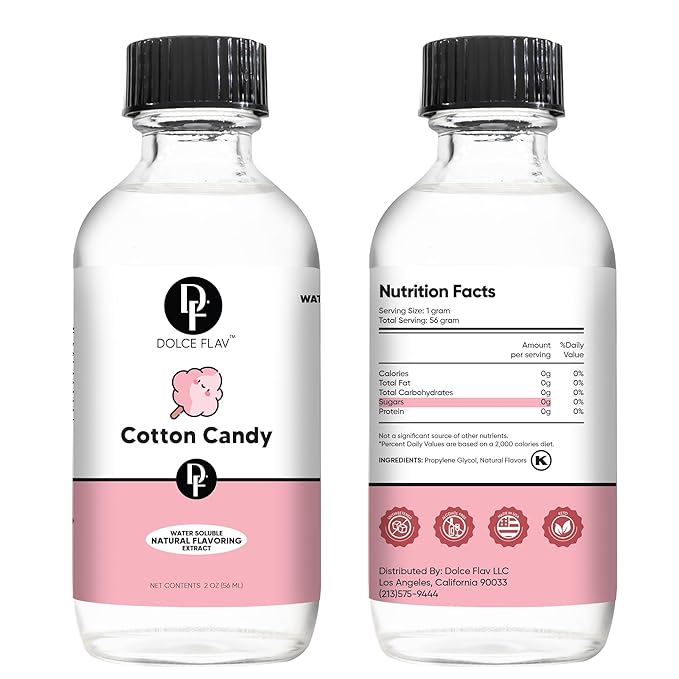 Dolce Flav Natural Cotton Candy Extract ??2 Ounce Water-Soluble Kosher, Sugar-Free, Concentrated