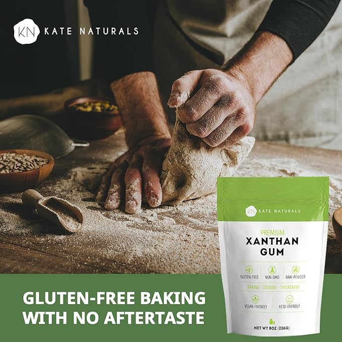 Kate Naturals Xanthan Gum for Baking, Ice Cream & Thickener (8oz, Gluten Free, Food Grade, Skin