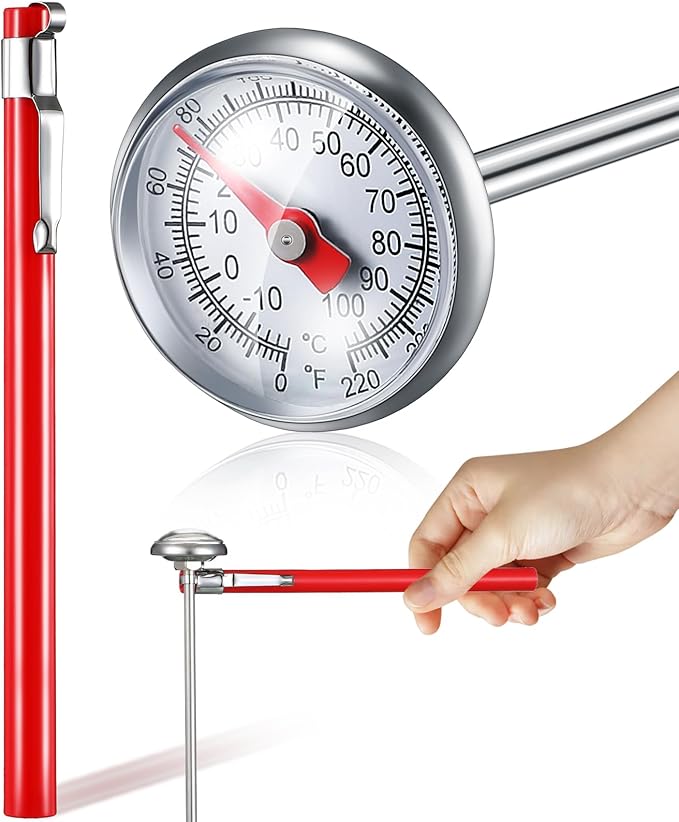 Xuhal 1 Pcs Stainless Steel Kitchen Thermometer with 5 Inch Long Stem 1 Inch Dial Thermometer Milk
