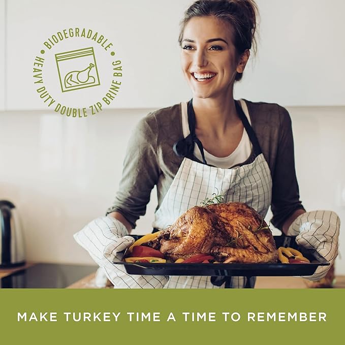 Fire & Flavor Apple Sage Perfect Brine - Turkey Brine Kit with Bag for Roasting, Grilling, Smoking