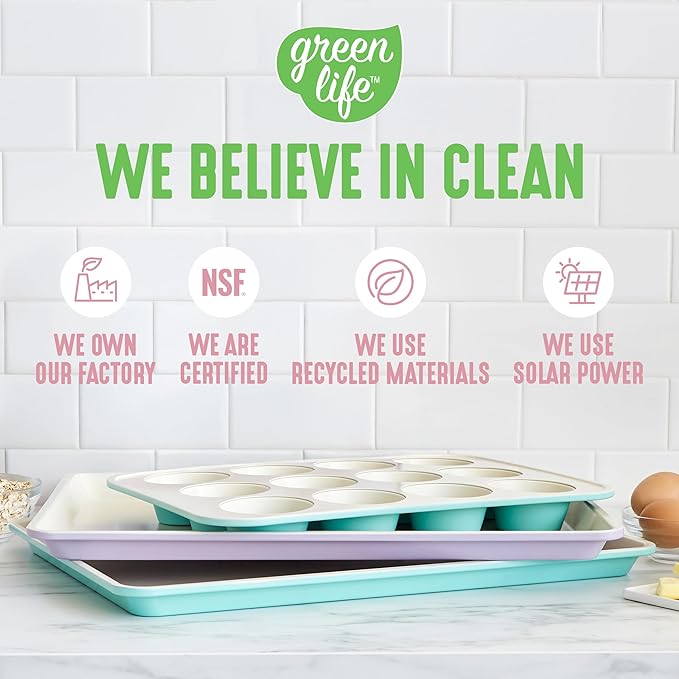 GreenLife Bakeware 18” x 13” Half Cookie Sheet Baking Pan, Non-Toxic PFAS-Free Healthy Ceramic