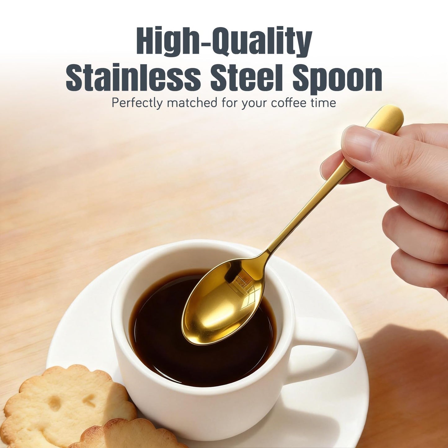 Lareina 3-Ounce Espresso Cups with Saucers, Spoons and Metal Stand, Small Stackable Coffee Cups Set