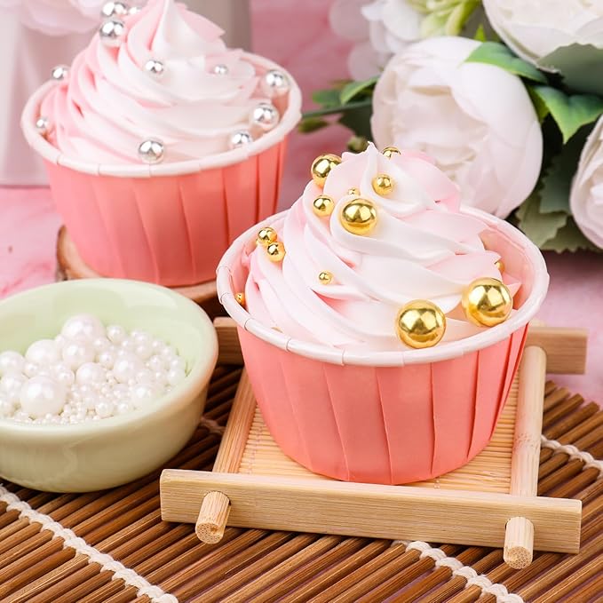 Gold Sprinkles for Cake Decorating, 6 Sizes Mix 4.6 oz Edible Pearls Sugar Sprinkles for Cupcake