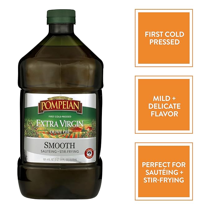 Pompeian Smooth Extra Virgin Olive Oil, Contains Polyphenols, First Cold Pressed, 101 Fl Oz