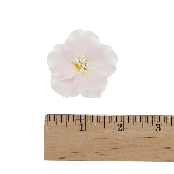Global Sugar Art Azalea 1.75 Inch Sugar Cake Flowers Light Pink with Wire and Stamen, 10 Count by