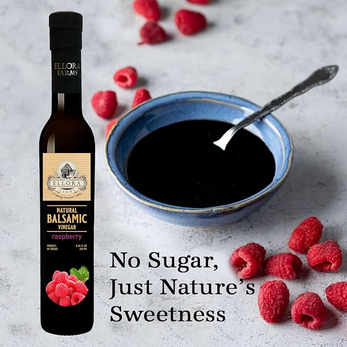 Ellora Farms, Raspberry Balsamic Vinegar, Thick and creamy, Barrel aged, No-added sugar, Award