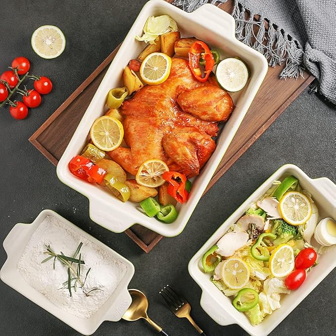 Sweejar Ceramic Bakeware Set, Rectangular Baking Dish for Oven Lasagna Pans for Cooking, Kitchen