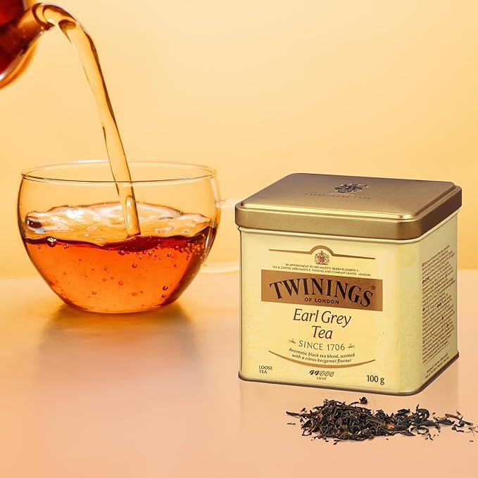 Twinings Earl Grey Loose Black Tea Tins, 3.53 Ounce Tins (Pack of 6), Flavoured with Citrus and