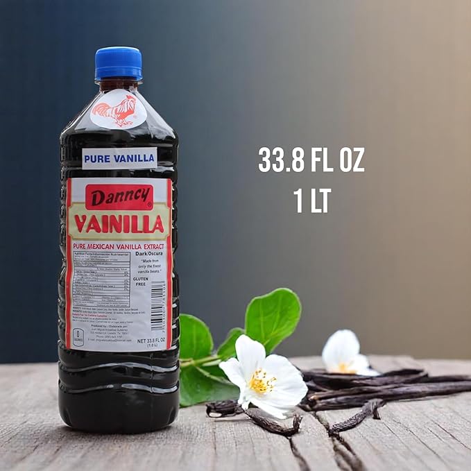 Danncy Vanilla Dark 33.8 fl oz (1 L) ??Authentic Mexican Vanilla Flavor for Baking and Desserts