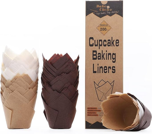 Nordic Paper 200pcs Tulip Cupcake Liners for Baking Cups EU Parchment paper Standard Size Tulip