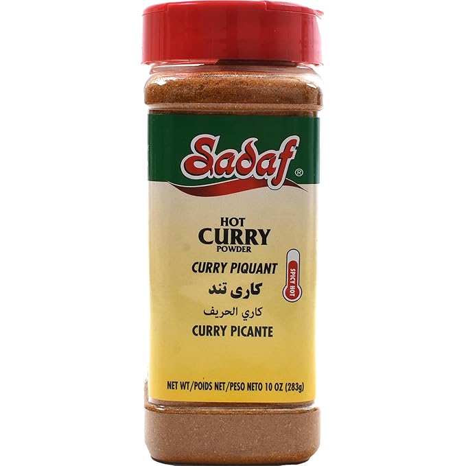 Sadaf Curry Powder Hot - Curry Powder for Cooking & Food Seasoning - Kosher - 10 oz Bottle with