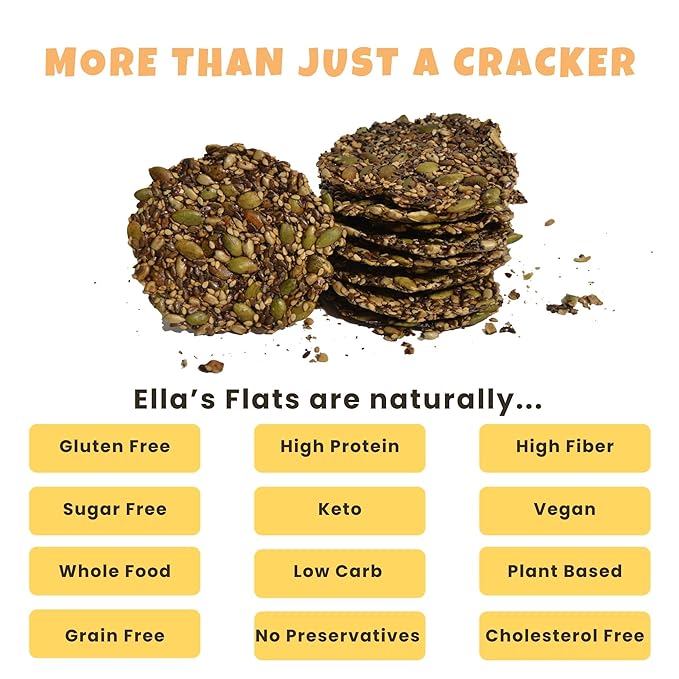 ELLA’S FLATS® Everything All Seed Savory Crisps – All Natural, Gluten Free, Good Source of Protein