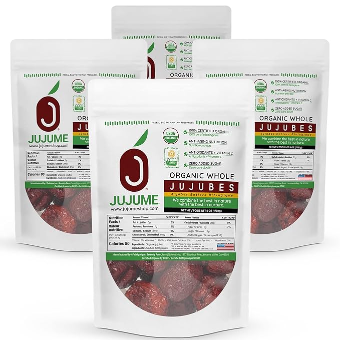 JUJUME | USDA Organic California Grown Jujubes Red Dates | Individually Sorted 3X for QA | High