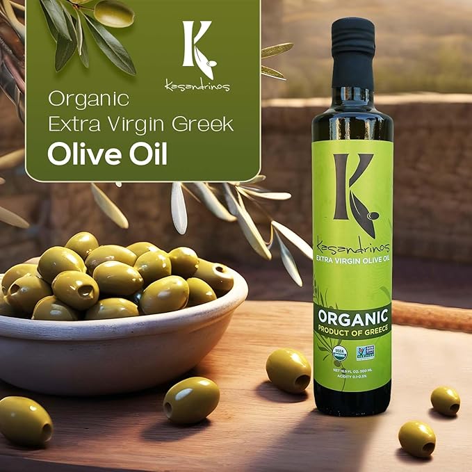 Kasandrinos Organic Olive Oil Extra Virgin, Polyphenol Rich Greek Olive Oil, 100% Organic First