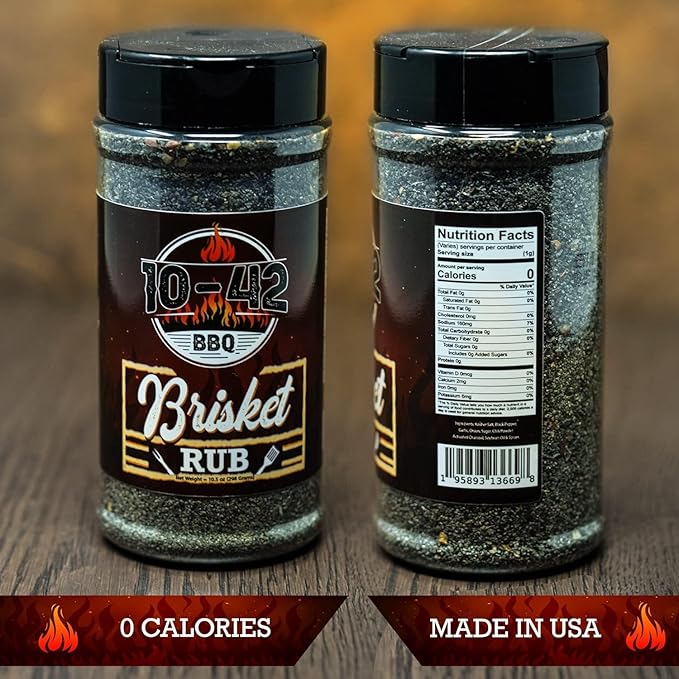 10-42 BBQ Brisket Rub (NO MSG) 10.5 oz - All-Natural Spice Seasoning for Steak, Rib, Meat - Beef