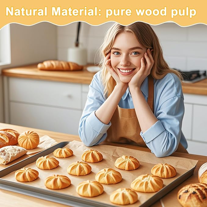 Sunhoo 100 PCS 12 x16" Parchment Paper Sheets for Baking Wrapping Paper Unbleached Air Fryer Oven