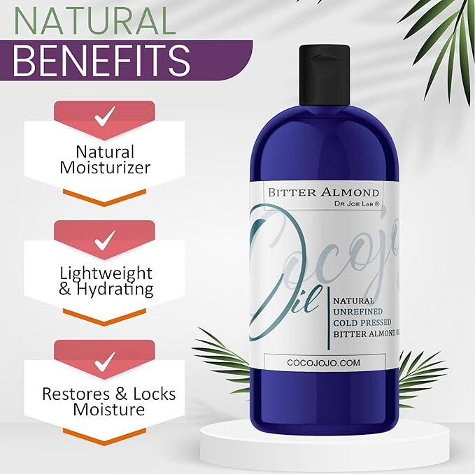 cocojojo Pure Bitter Almond 32 oz 1 Quart Oil Unrefined Cold Pressed Extra Virgin All Natural