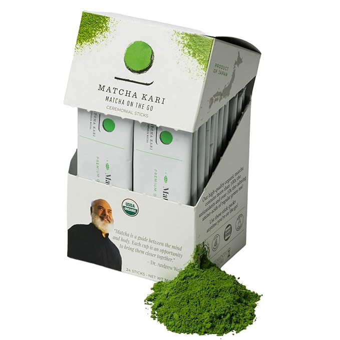 Matcha Green Tea Powder Single Serving Sticks, Dr. Weil's Ceremonial Organic Matcha Powder Singles