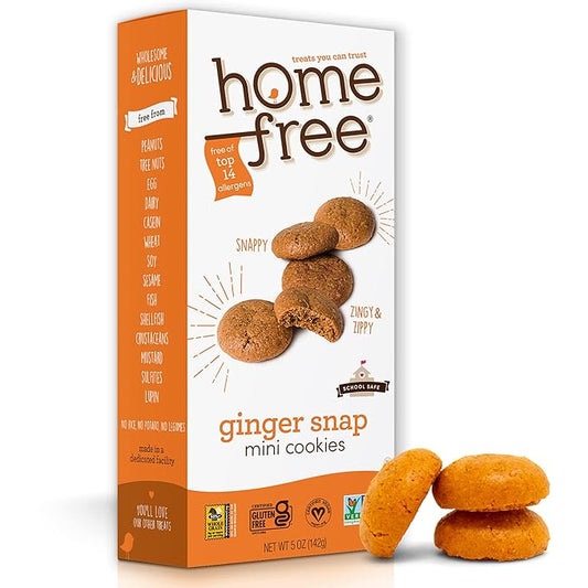 Homefree Mini Ginger Snap Cookies, Gluten Free, Nut Free, Vegan, School Safe and Allergy Friendly