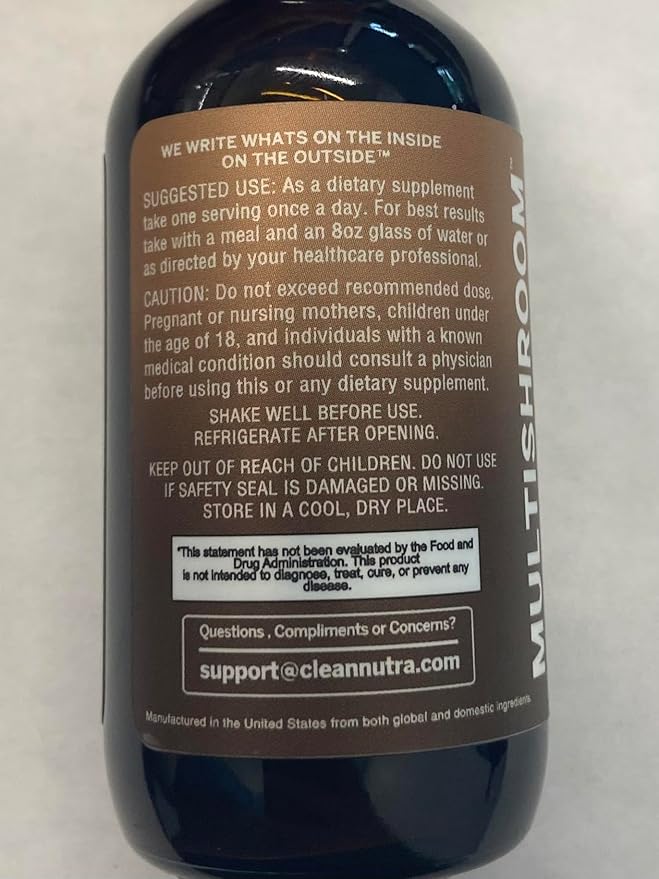 Organic Mushroom Supplement Liquid Drops with Lions Mane Turkey Tail Cordyceps Reishi Chaga Shitake