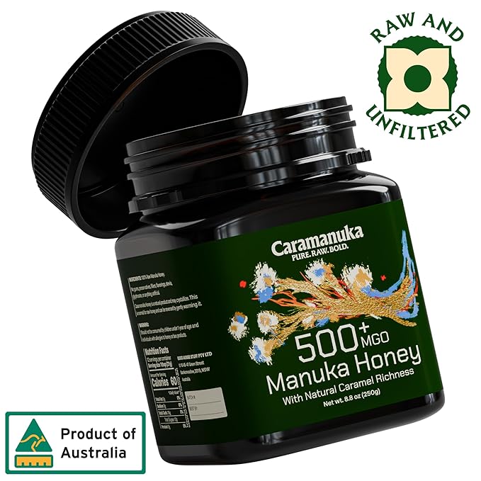 Caramanuka Manuka Honey MGO 500 – 100% Raw & Unfiltered Australian Honey, Independently Lab-Tested