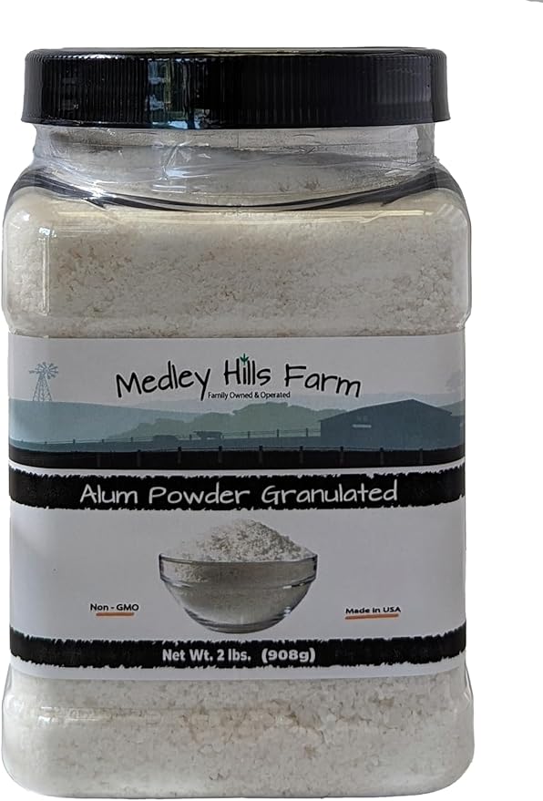 Alum Powder Granulated Food Grade 2 lbs. - by Medley Hills Farm in Reusable Container - Granulated