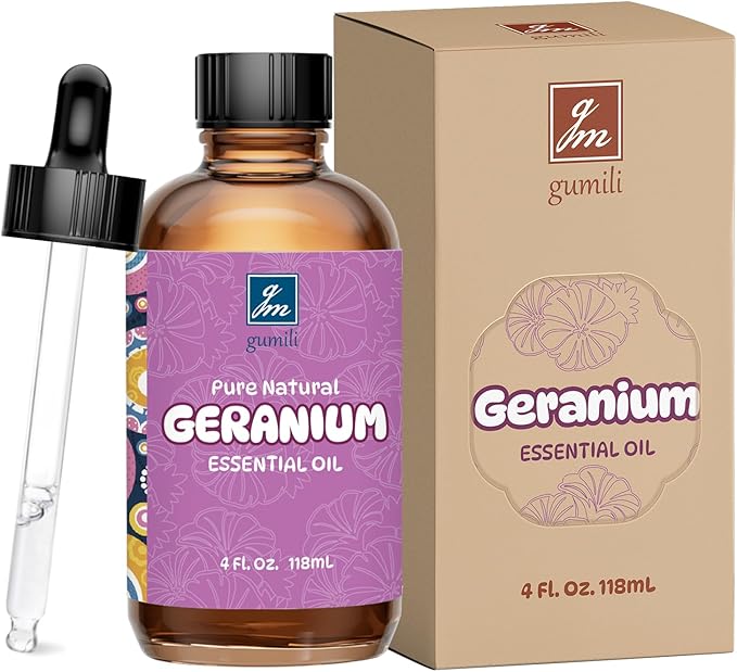 Geranium Essential Oil 4 Oz, 100% Pure Geranium Oil for Diffuser, Skin, Hair, Face, Soap & Candle