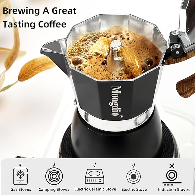 Mongdio Stovetop Espresso Maker Moka Pot, Cuban Coffee Maker Stove top coffee maker Moka Italian