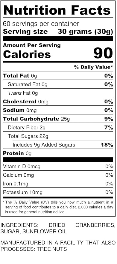 Dried Cranberries Original 4 lbs,(64oz) Batch Tested Gluten & Peanut Free | Resealable Bag | High
