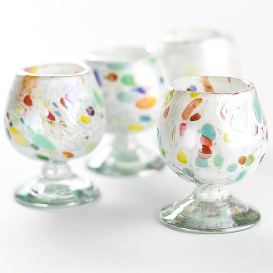 Authentic Mexican Tequila Hand Blown Shot Glasses - Set of 4-2 oz - Mini Glass Snifters - Heavy