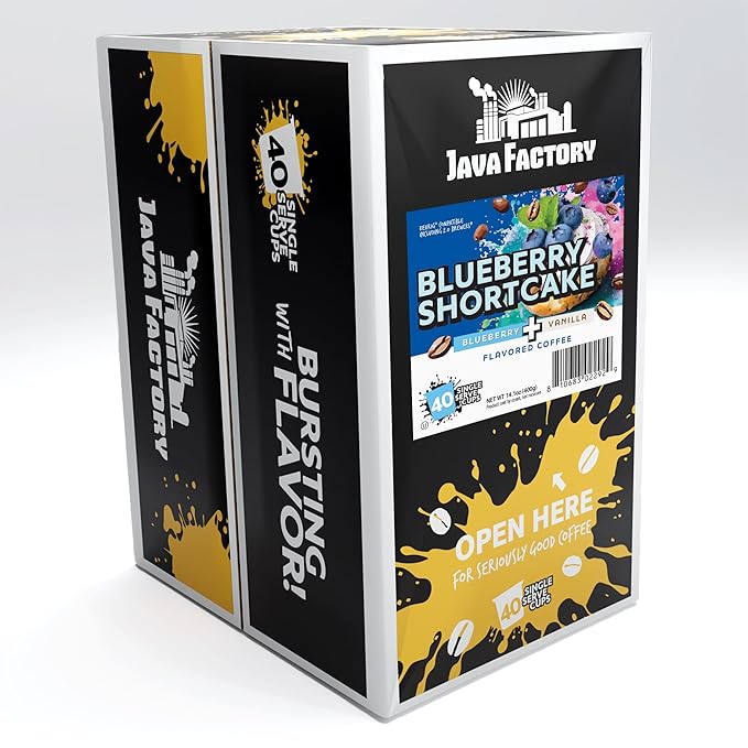 Java Factory Coffee Pods Blueberry Flavored Coffee for Keurig K-Cup Brewers, Blueberry Shortcake