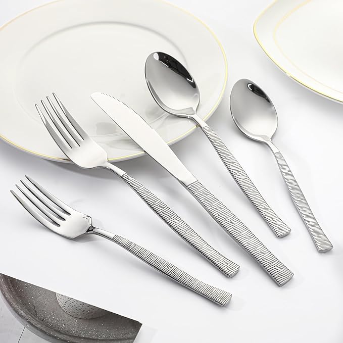 40-Piece Silverware Set Stainless Steel Flatware Set for 8,Dinner Knives Forks and Spoons