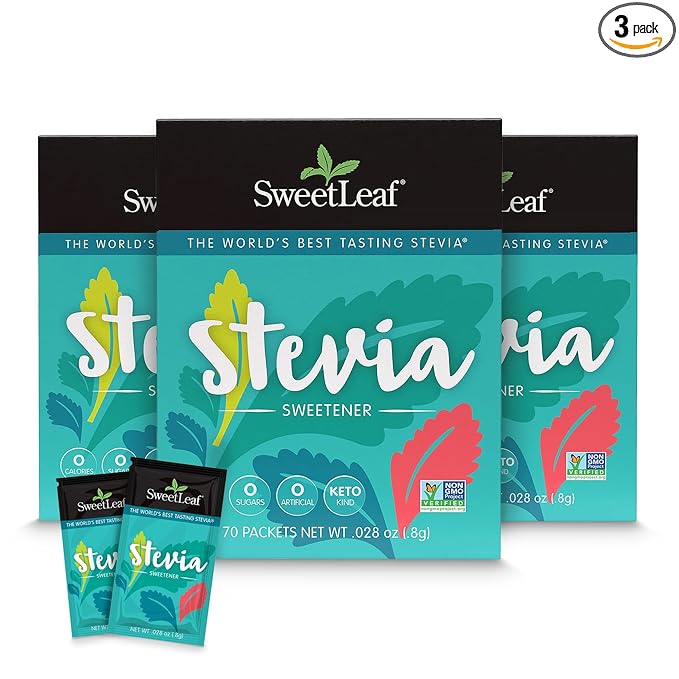 SweetLeaf Stevia Powder Packets - Zero Calorie Sweetener with Stevia Leaf Extract, No Artificial