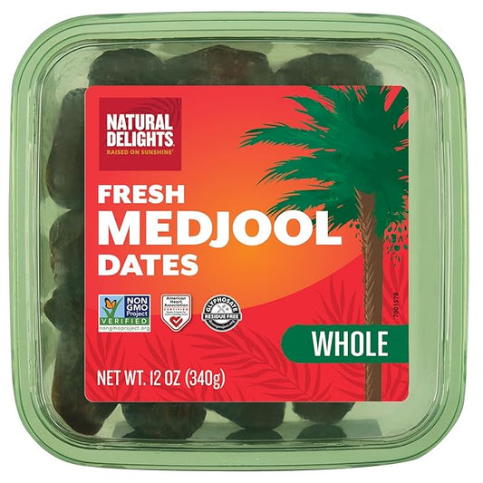 Natural Delights Medjool Dates – Large & Plump, Whole Non-GMO Verified, Good Source of Fiber