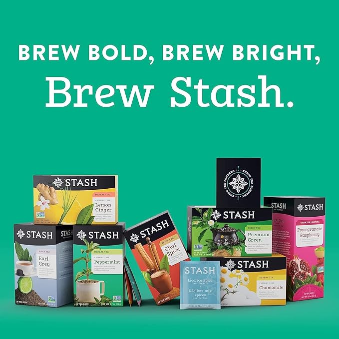 STASH Green Tea Variety Pack – Caffeinated, 6 Boxes of 18-20 Tea Bags Each – Pomegranate Raspberry