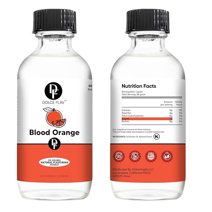 Dolce Flav Natural Blood Orange Extract ??2 Ounce Oil-Soluble Kosher, Sugar-Free, Concentrated Rich