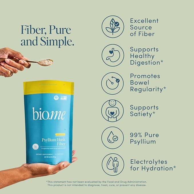 Fiber Rescue (6g Per Serving) - Psyllium Husk Powder for Digestive Health & Bloating Relief, Sugar
