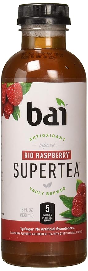 BAI Antioxidant Infusion, Rio Raspberry Tea Liquid Prepared Iced Tea, 18 Fl Oz