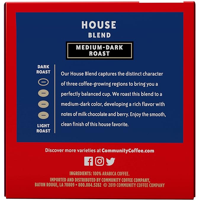Community Coffee House Blend 12 Count Coffee Pods, Medium-Dark Roast, Compatible with Keurig 2.0